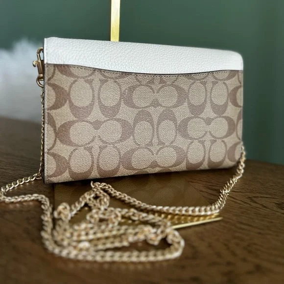 NWT! NEW! Coach Signature Tammi 2-way Clutch Chain Crossbody Brown Cream Women - Picture 10 of 11